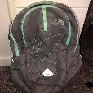 Gray and Teal Womens North Face Backpack